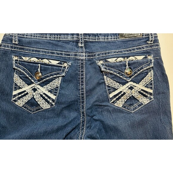Love Nation Premium Denim Blue‎ Jeans Embellished Pockets Women's 10 - Picture 5 of 12